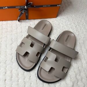 Hermes Chypre Sandal Beige Mastic Leather